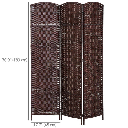 6ft Folding Room Divider, 3 Panel Wooden Frame, Brown Room Dividers at Gallery Canada