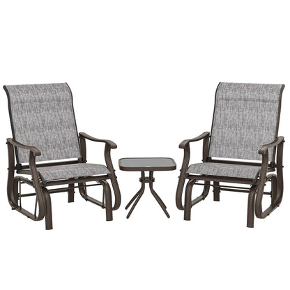 Ensemble de table à thé bistro et fauteuil à bascule glissant 3 pièces, gris