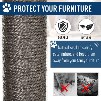 47.2" Cat Tree, Kitten Scratcher, Play House, Scratching Post, Grey Cat Posts at Gallery Canada