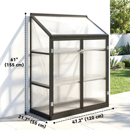 Polycarbonate Greenhouse With 2-Tier Shelves, Black Cold Frame Greenhouses at Gallery Canada