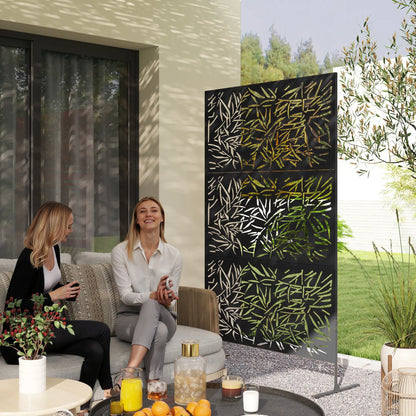 Écran d'intimité en métal autoportant, 78" x 48", noir