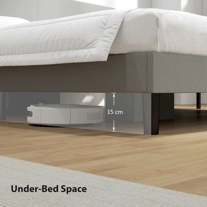 Queen Size Bed Frame, Adjustable Upholstered Headboard, Wood Slat Support, Light Grey Bed Frames at Gallery Canada