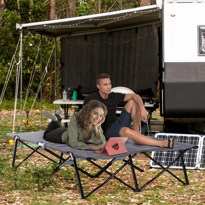 76" Two Person Folding Camping Cot, Portable Military Bed, Grey Camping Cots at Gallery Canada