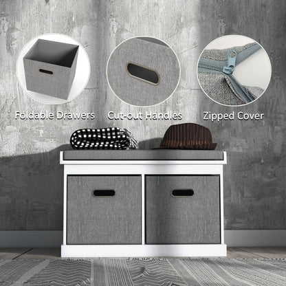 Shoe Storage Bench with Seat, 2 Fabric Drawers, White Shoe Storage Cabinets & Racks at Gallery Canada