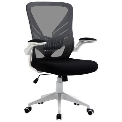 Mesh Office Chair, Swivel Task Desk, Lumbar Support, Flip-Up Arm, Adjustable Height, Grey/Black Task Chairs at Gallery Canada
