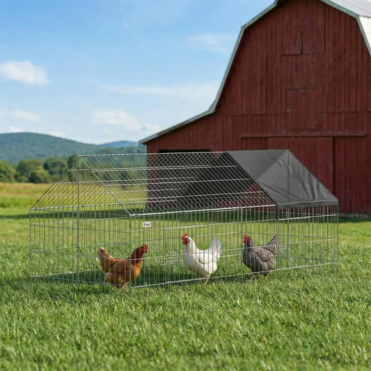 Metal Chicken Coop With UV-Resistant Cover, 71" x 29.5" x 29.5", Black Chicken Coops Black, Silver at Gallery Canada