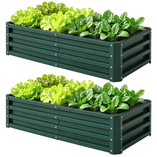 4' x 2' x 1' Raised Garden Bed, Set of 2 Galvanized Planter Box Galvanized Planter Boxes Green at Gallery Canada