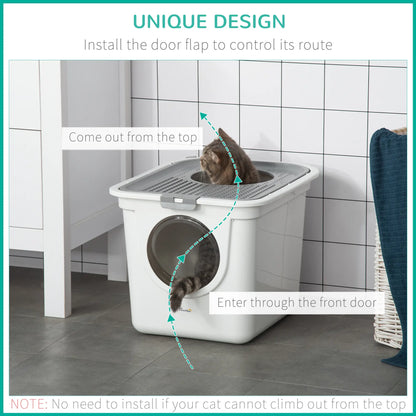 Enclosed Cat Litter Box, Easy Clean, Front Entrance, Top Exit, Scoop, White Cat Litter Box Enclosures at Gallery Canada