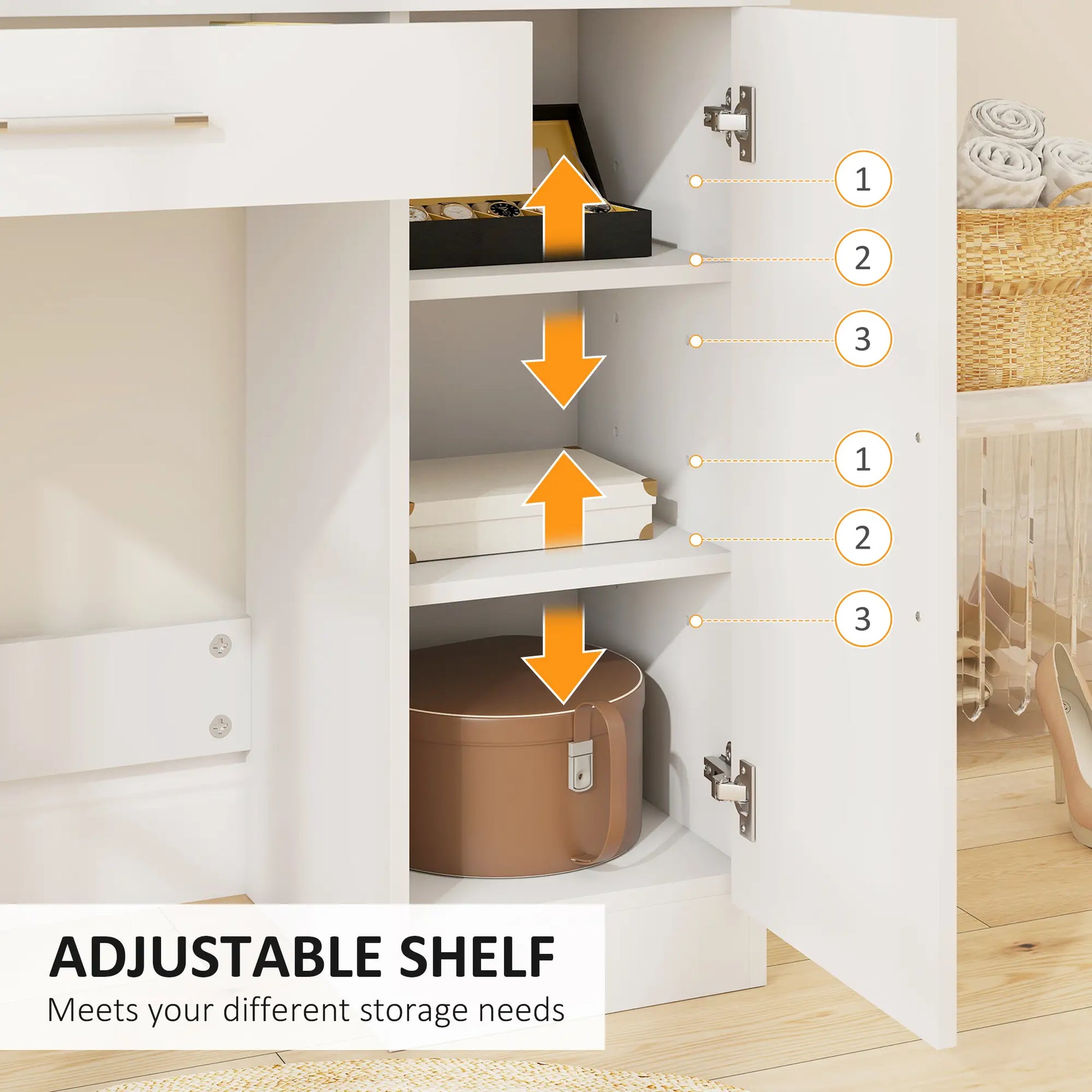 Vanity Desk With Mirror, Drawer, Shelves, Cabinet, Adjustable Shelves Dressing & Vanity Tables at Gallery Canada