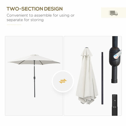 8.5' Round Aluminum Patio Umbrella, 6 Ribs, Tilt Canopy, Cream White Sun Umbrellas at Gallery Canada