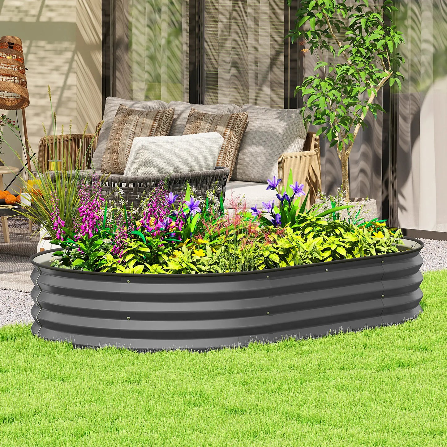 5' x 3' x 1' Outdoor Planter Box, Galvanized Raised Garden Bed, Dark Grey Galvanized Planter Boxes at Gallery Canada