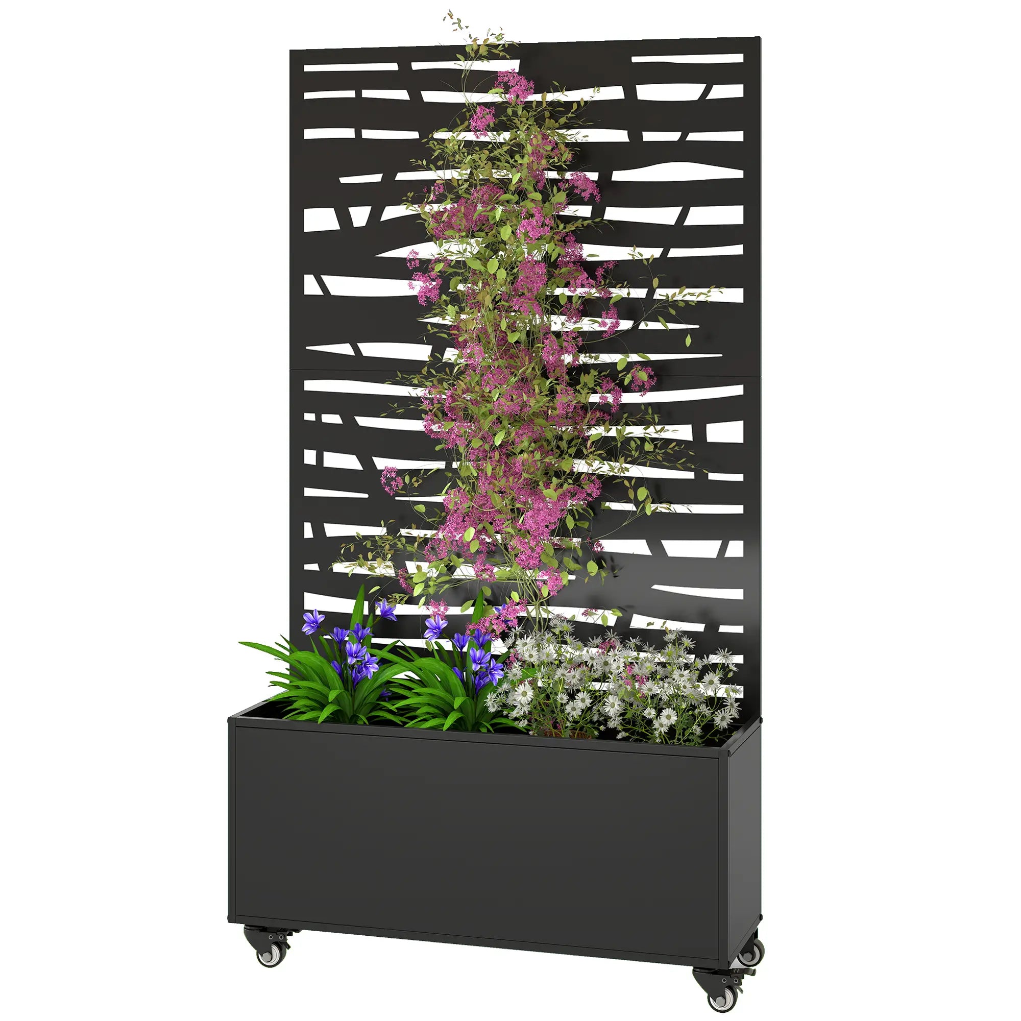 Metal Planter Box With Trellis, Raised Garden Bed With Privacy Screen Galvanized Planter Boxes Black at Gallery Canada