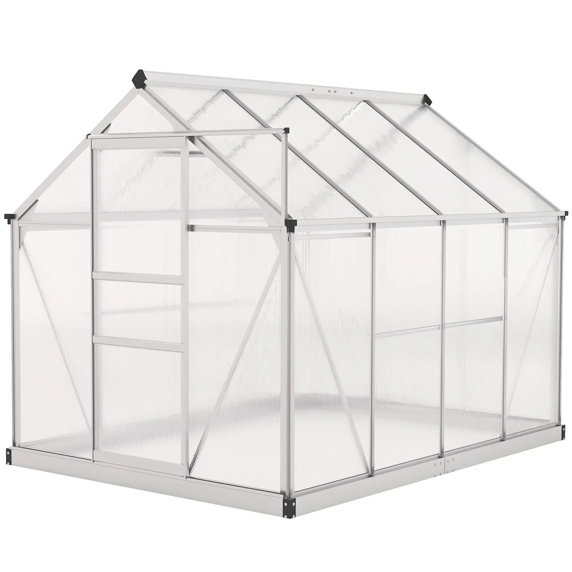 6' x 8' x 6.6' Polycarbonate Greenhouse, Walk-In Garden Kit, Silver Walk In Greenhouses Silver, Clear at Gallery Canada
