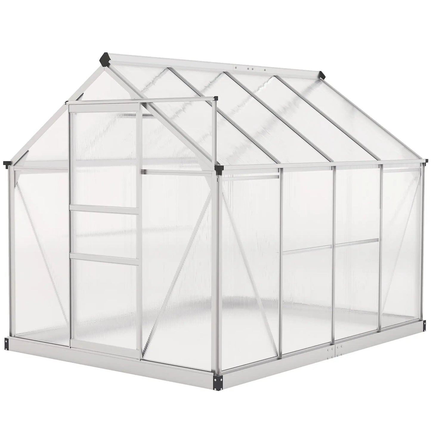 6' x 8' x 6.6' Polycarbonate Greenhouse, Walk-In Garden Kit, Silver Walk In Greenhouses Silver, Clear at Gallery Canada