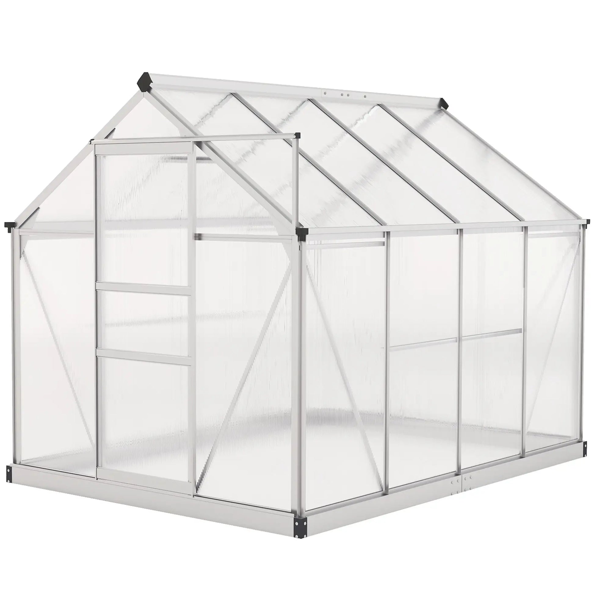 6' x 8' x 6.6' Polycarbonate Greenhouse, Walk-In Garden Kit, Silver Walk In Greenhouses Silver, Clear at Gallery Canada
