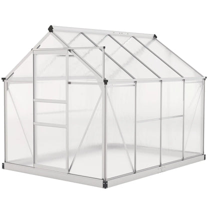 6' x 8' x 6.6' Polycarbonate Greenhouse, Walk-In Garden Kit, Silver Walk In Greenhouses Silver, Clear at Gallery Canada