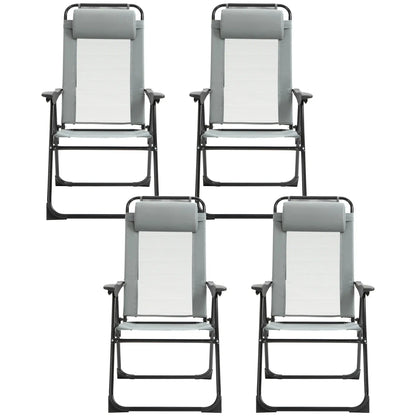 4 Camping Chairs, Adjustable Backrest, Removable Headrest, Grey Patio Chairs at Gallery Canada
