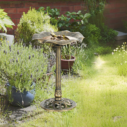 28" Height Bird Bath, Lotus Leaf Basin, Garden Yard, Bronze Garden Accessories at Gallery Canada