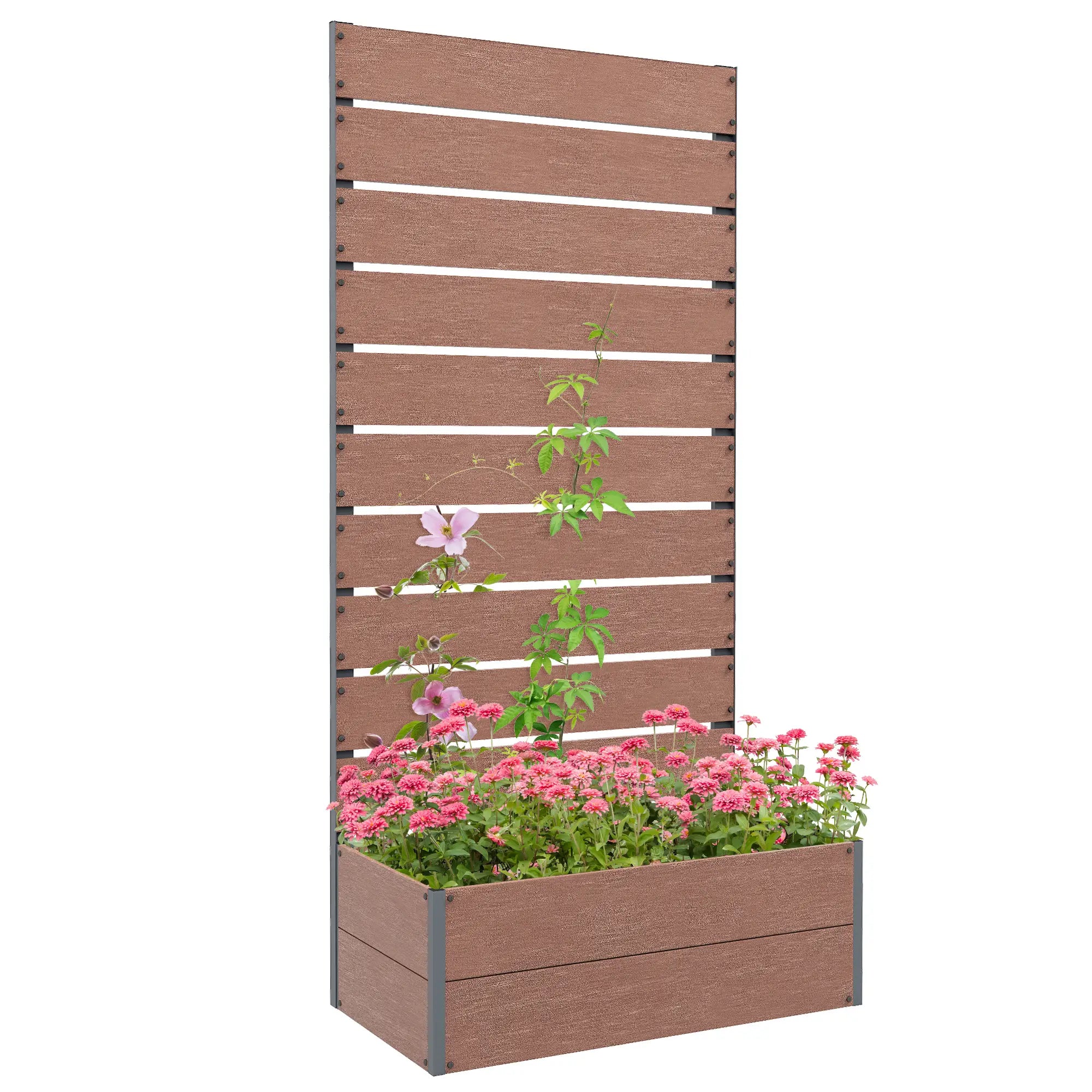 Raised Garden Bed With Trellis, Elevated Planter Box, 28