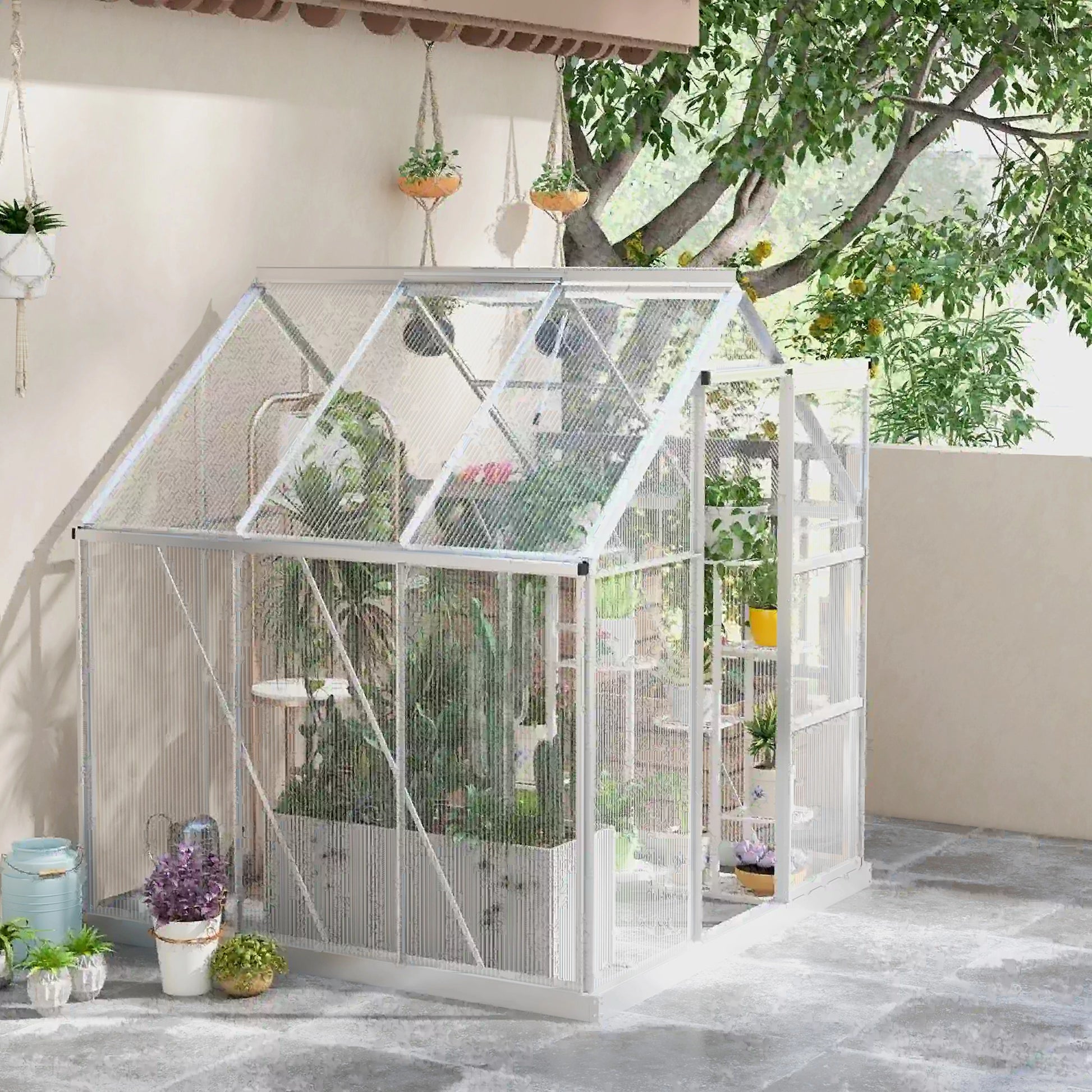 6' x 6' Walk-In Greenhouse, Polycarbonate, Sliding Door, Window, Silver Walk In Greenhouses at Gallery Canada