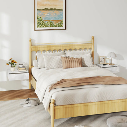 Set of 2 Wall Mounted Bedside Tables, High Gloss Floating Nightstands with Drawer, White Bedside Tables at Gallery Canada