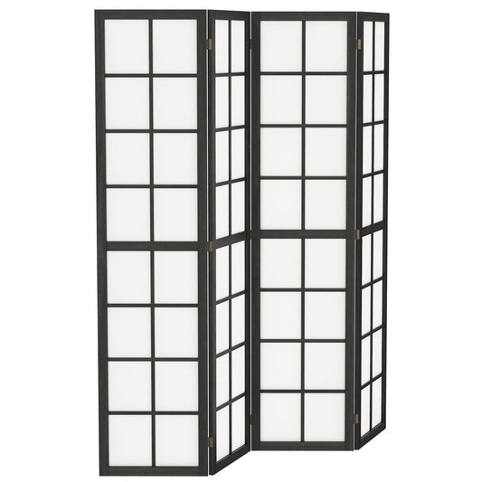 4 Panel Room Divider, 5.6 ft, Folding Wall Partition, Black Room Dividers Black, White at Gallery Canada