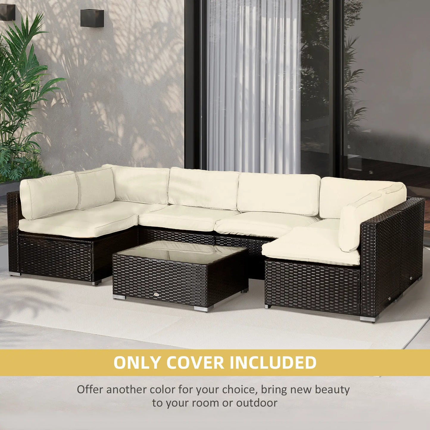 14pc Patio Rattan Sofa Set, Polyester Cushion Cover, Cream White Patio Chair Cushions at Gallery Canada