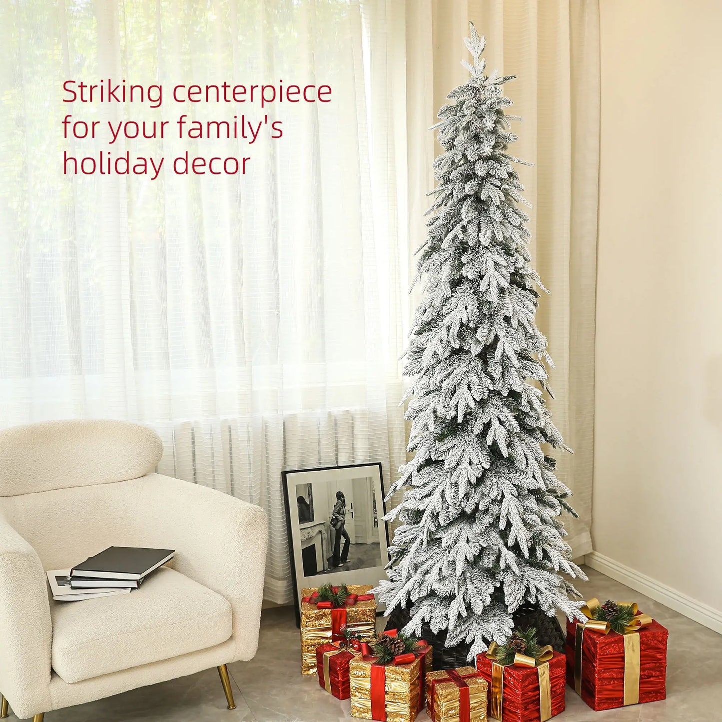 7ft Flocked Artificial Christmas Tree, 800 Tips, Auto Open, Steel Base, Green Flocked Christmas Trees at Gallery Canada