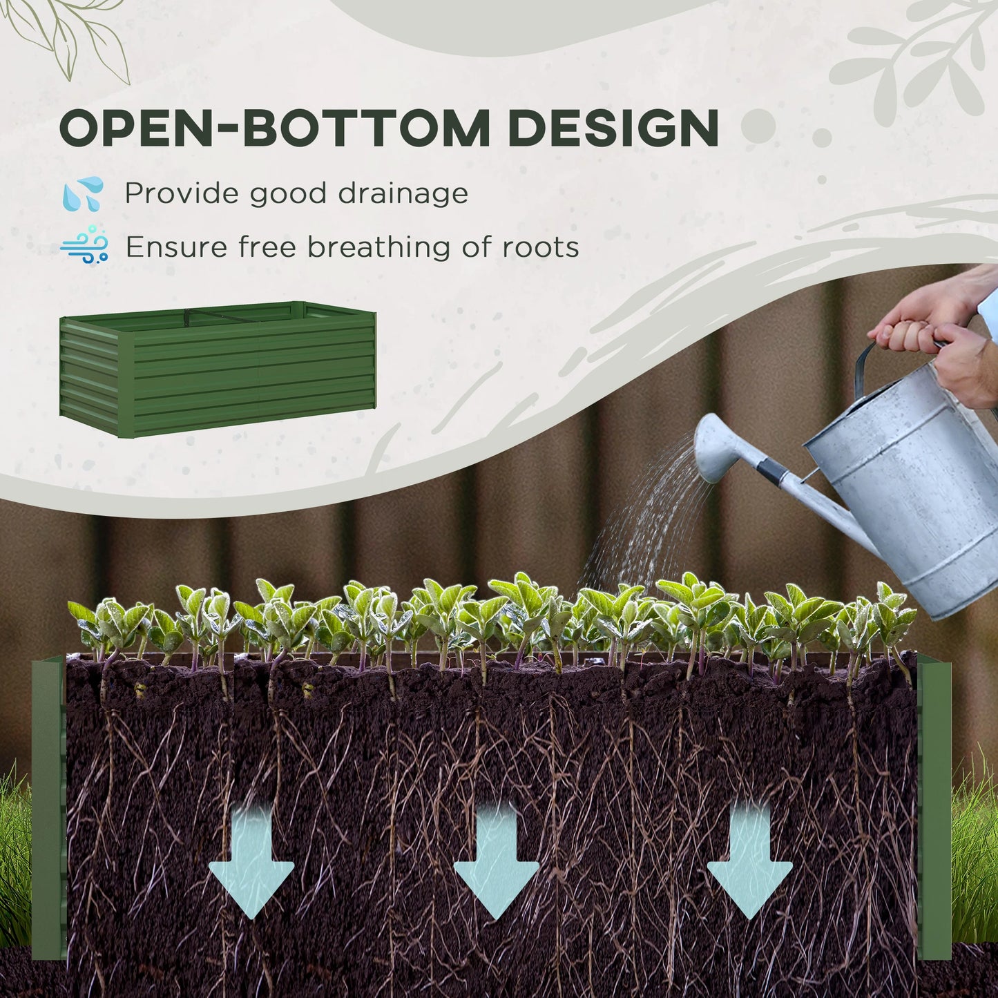 Galvanized Raised Garden Bed, Steel Planter, 71" x 35" x 23", Green Galvanized Planter Boxes at Gallery Canada