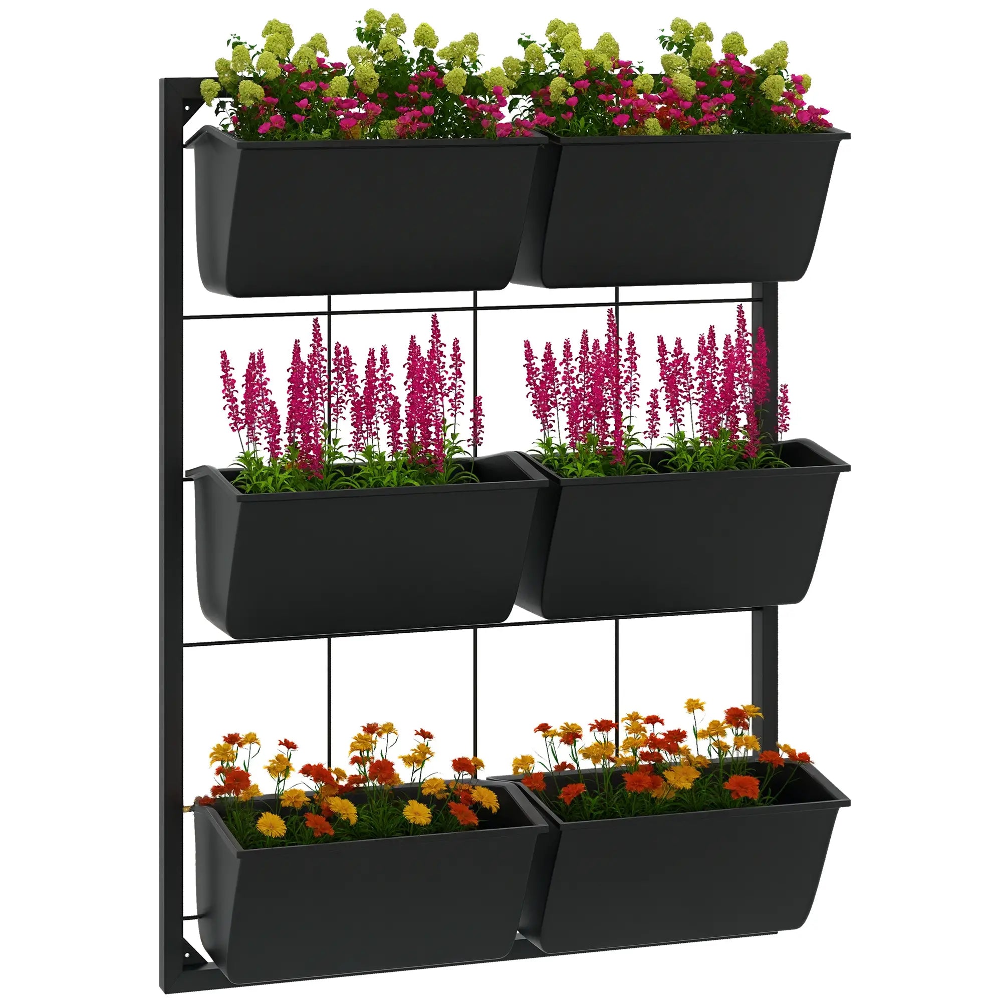 3-Tier Wall Planter With 6 Pots, Indoor Outdoor Hanging Plant Holder Plant Stands at Gallery Canada