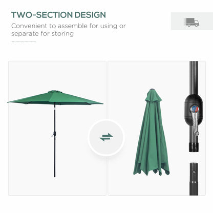 10' x 8' Round Market Umbrella, Crank Handle, Tilt, Green Sun Umbrellas at Gallery Canada