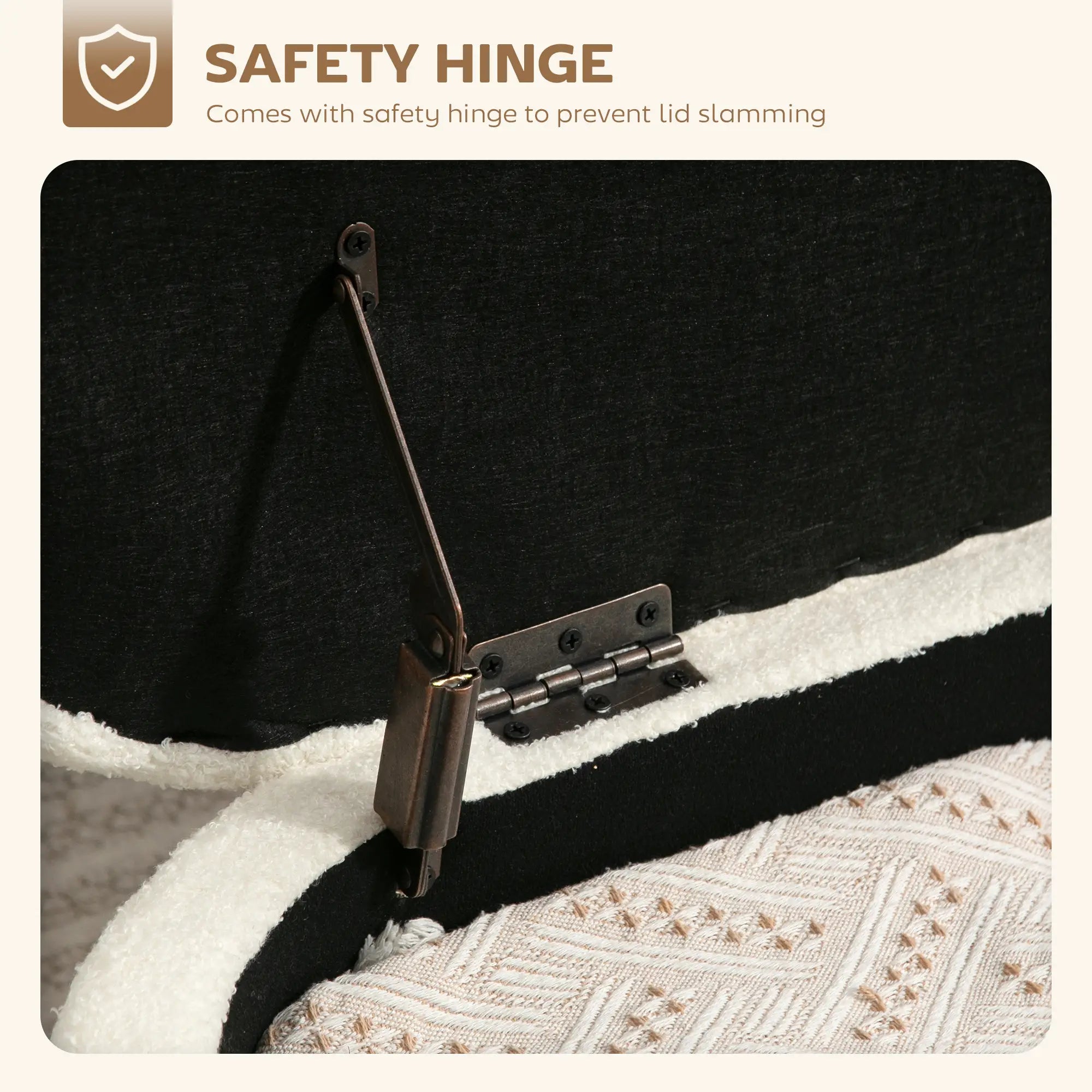 45 Inches Storage Ottoman with Lift-Up Lid, Cream White Storage Ottomans & Benches at Gallery Canada