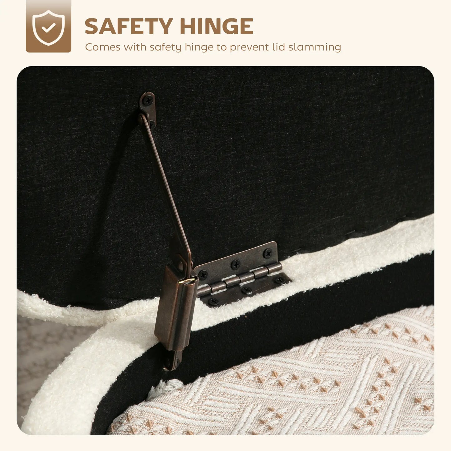 45 Inches Storage Ottoman with Lift-Up Lid, Cream White Storage Ottomans & Benches at Gallery Canada