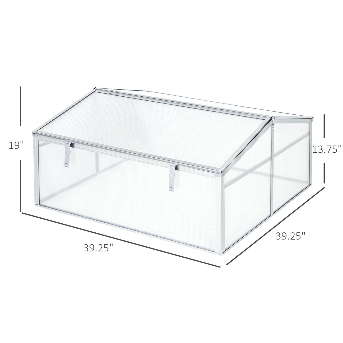 Aluminium Cold Frame Greenhouse Garden Portable Raised Planter with Openable Top for Indoor, Outdoor, Flowers, Vegetables, Plants, 39" x 39" x 19" - Gallery Canada