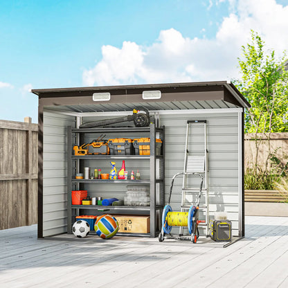 8x4FT Galvanized Metal Garden Storage Shed, Double Doors, 2 Vents, Oak Sheds at Gallery Canada