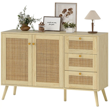 47 Inch Buffet Cabinet, Rattan Sideboard with Drawers, Natural Bar Cabinets Natural at Gallery Canada
