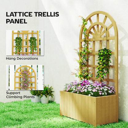 Wooden Raised Garden Bed With Lattice Trellis, Outdoor Elevated Planter Box Wooden Planter Boxes at Gallery Canada