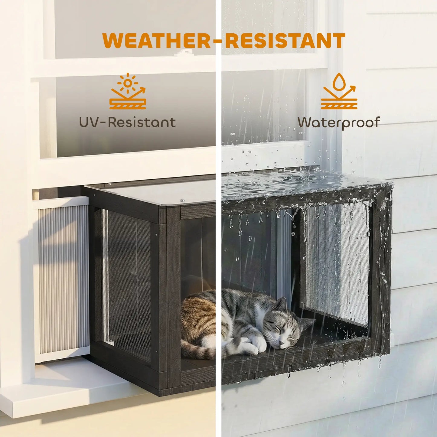 Outdoor Cat Enclosure, Adjustable Cat House, Waterproof Top, 24" x18.5" x16.1", Black White Outdoor Cat Enclosures at Gallery Canada