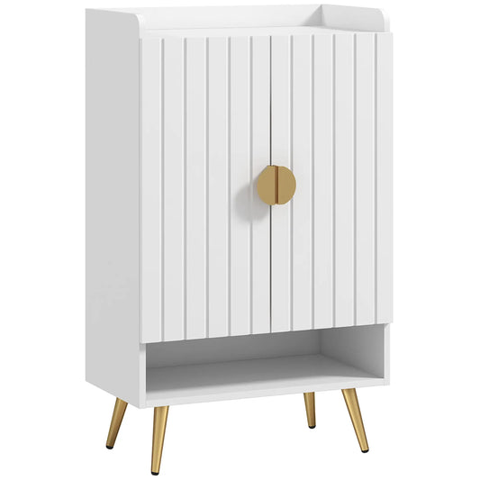 Narrow Shoe Storage Cabinet, Adjustable Shelves for 15 Pairs, White Shoe Storage Cabinets & Racks White, Gold at Gallery Canada
