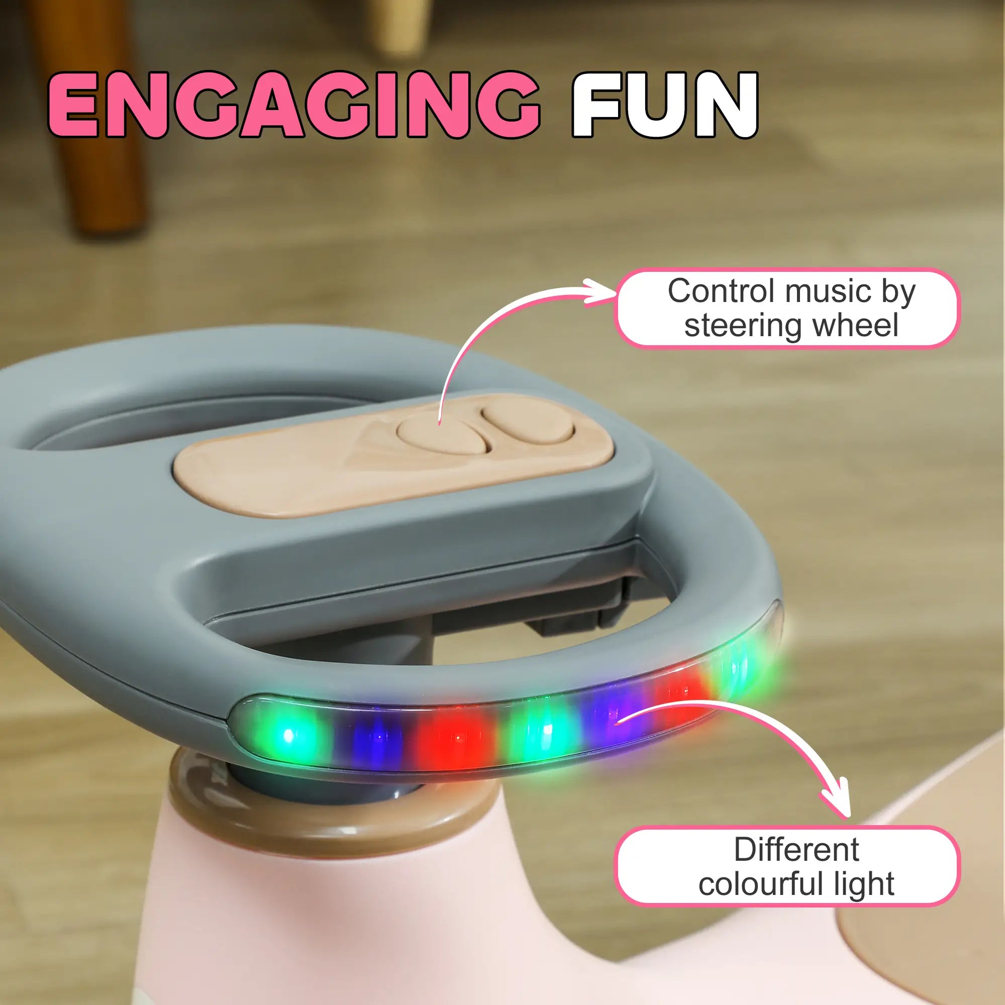 Kids Wiggle Car With Parent Rope, Music, Light, Pink Riding & Rocking Toys at Gallery Canada