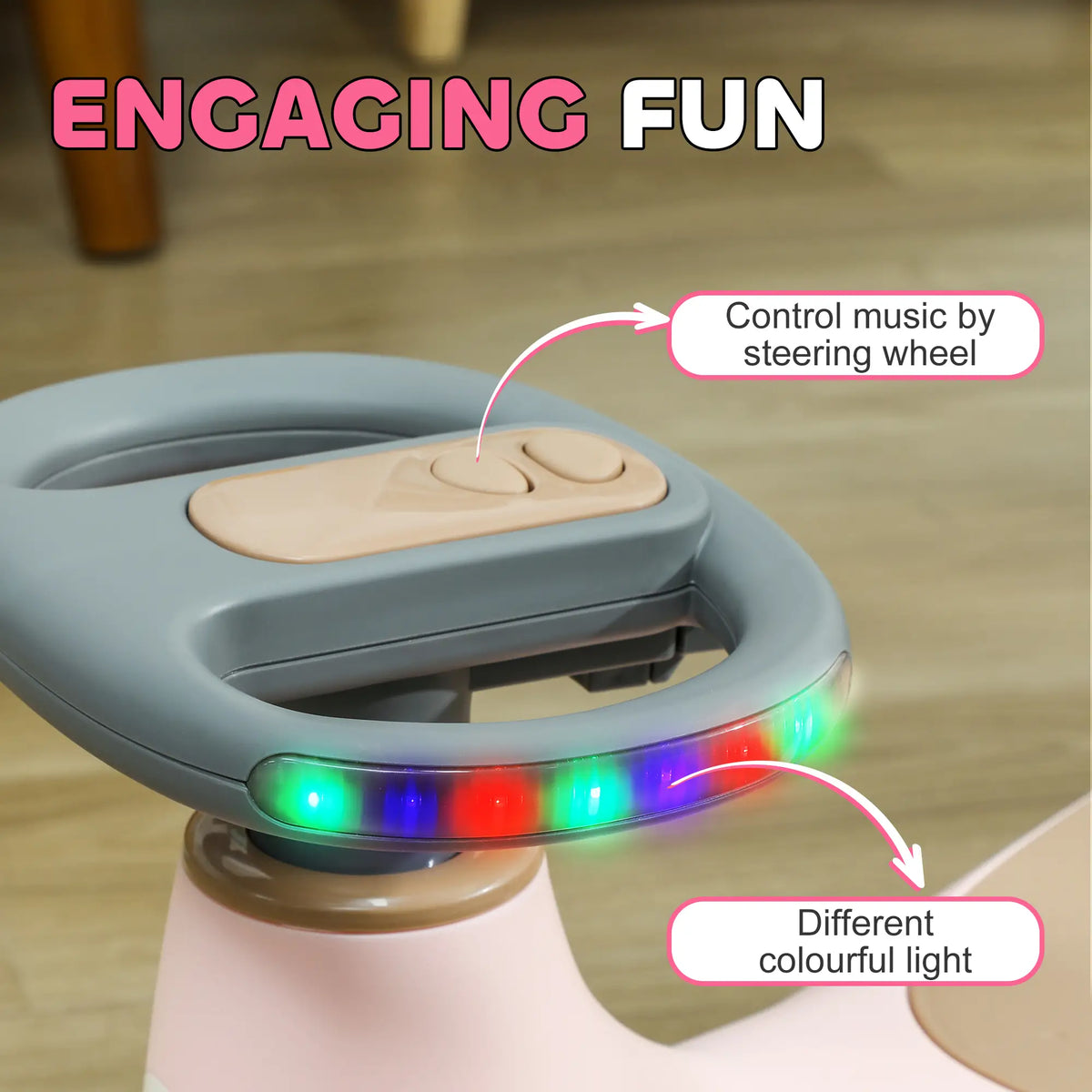 Kids Wiggle Car With Parent Rope, Music, Light, Pink Riding & Rocking Toys at Gallery Canada