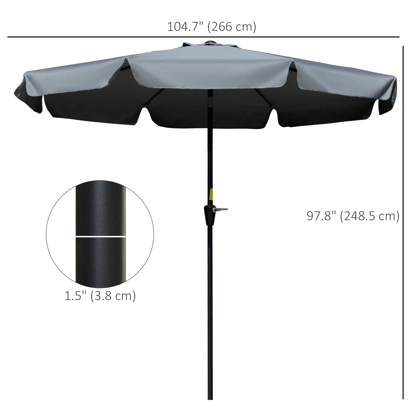 8.5 ft Round Patio Umbrella, Tilt and Crank, Dark Grey Sun Umbrellas at Gallery Canada