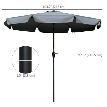 8.5 ft Round Patio Umbrella, Tilt and Crank, Dark Grey Sun Umbrellas at Gallery Canada