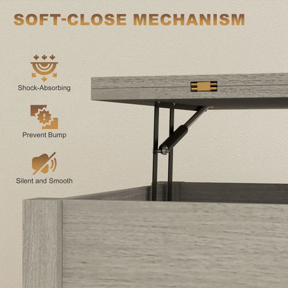 Lift Top Coffee Table, 3 Hidden Compartments, 2 Fabric Drawers, Expandable Top, Charging Station Coffee Tables at Gallery Canada