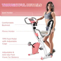 3 in 1 Folding Exercise Bike, Foldable Stationary Bike with 8-Level Magnetic Resistance, Adjustable Seat, Pink Exercise & Stationary Bikes at Gallery Canada
