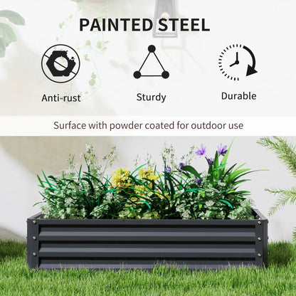 4' x 2' x 1' Galvanized Raised Garden Bed, Set of 2, Grey