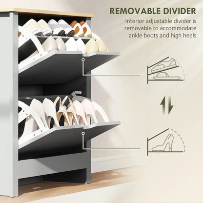 Shoe Storage Cabinet, 2 Flip Drawers, Adjustable Shelves, Light Grey Shoe Storage Cabinets & Racks at Gallery Canada