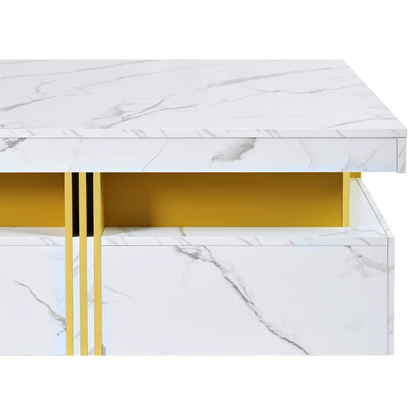 Square Storage Coffee Table, 4 Drawers, MDF, 33.5" L x 33.5" W x 16.5" H, White Coffee Tables at Gallery Canada