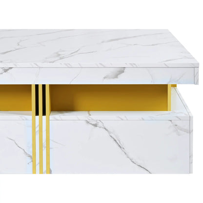 Square Storage Coffee Table, 4 Drawers, MDF, 33.5" L x 33.5" W x 16.5" H, White Coffee Tables at Gallery Canada