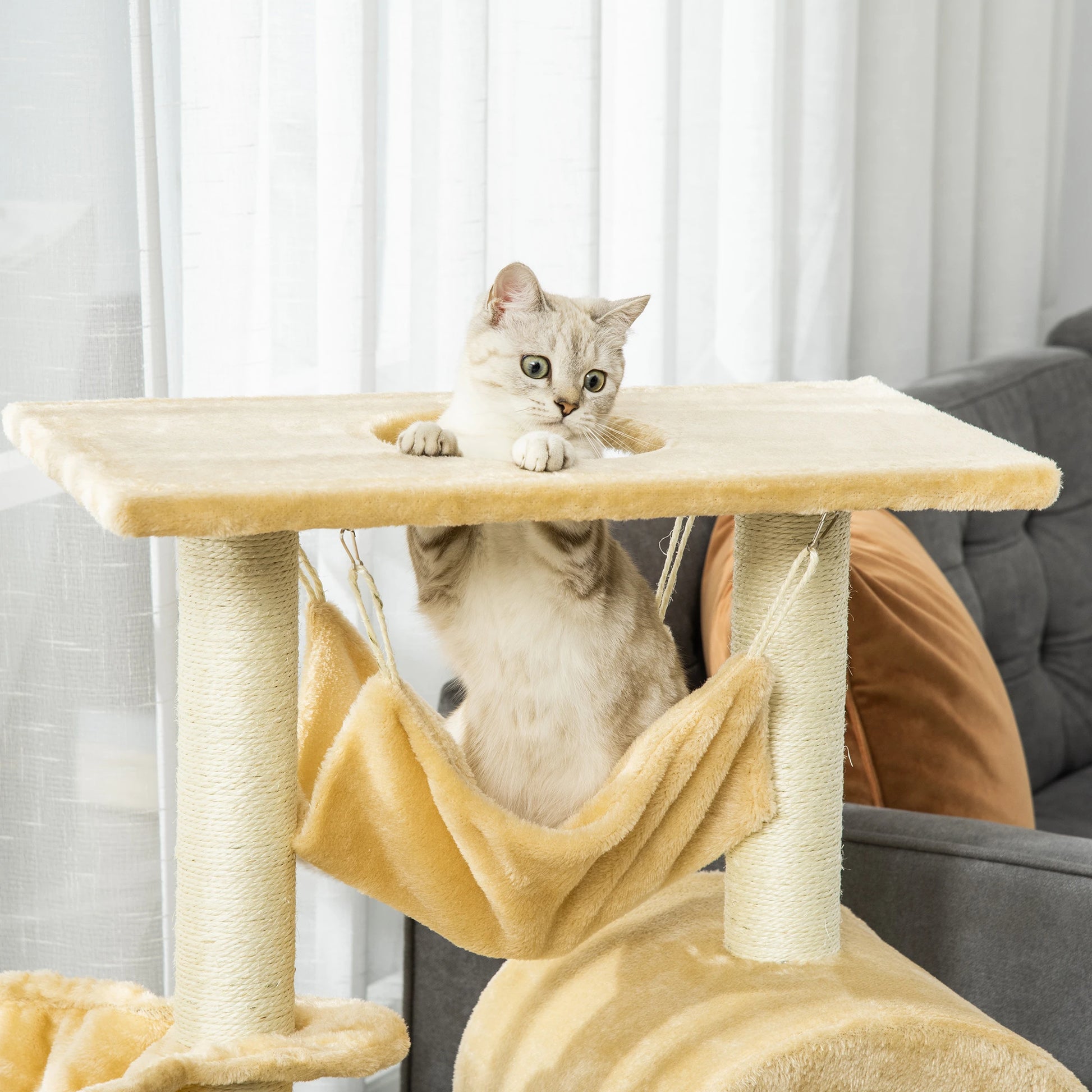 39" Deluxe Cat Tree Tower, Scratching Post, Kitten Condo, Deep Cream Cat Towers at Gallery Canada